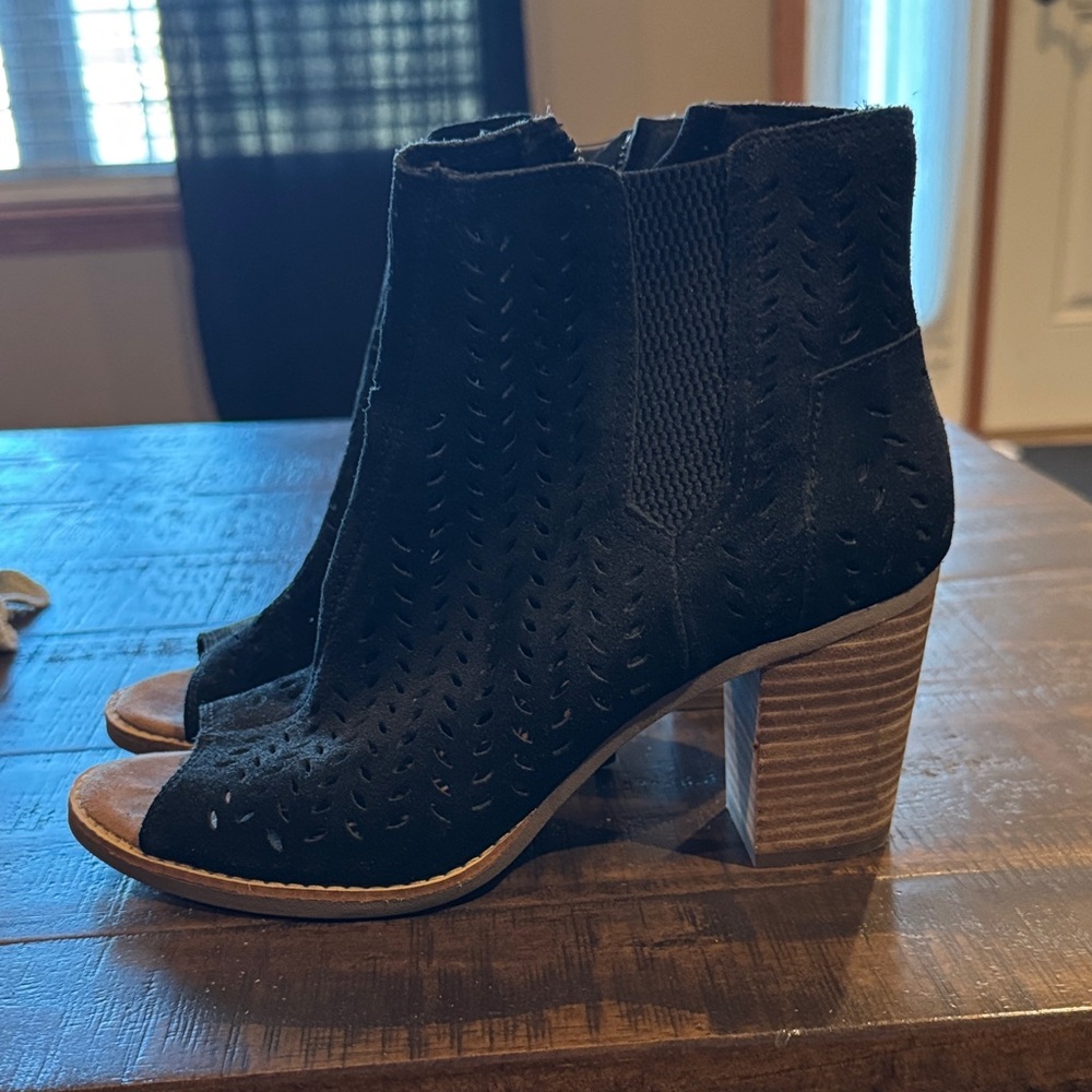 Toms Black Perforated Ankle Booties